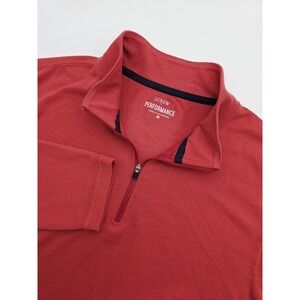 J Crew‎ Performance 1/4 Zip Shirt Men's Medium Red Long Sleeve Activewear Golf